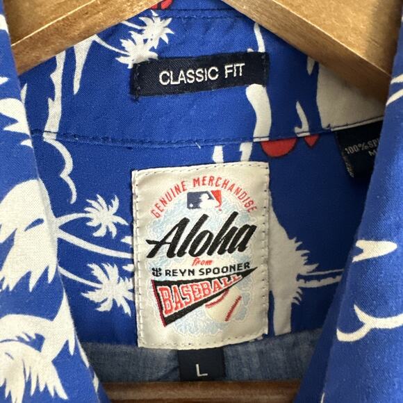 Reyn Spooner Shirt Mens L Blue Chicago Cubs Aloha MLB Series Hawaiian Baseball - Picture 4 of 8